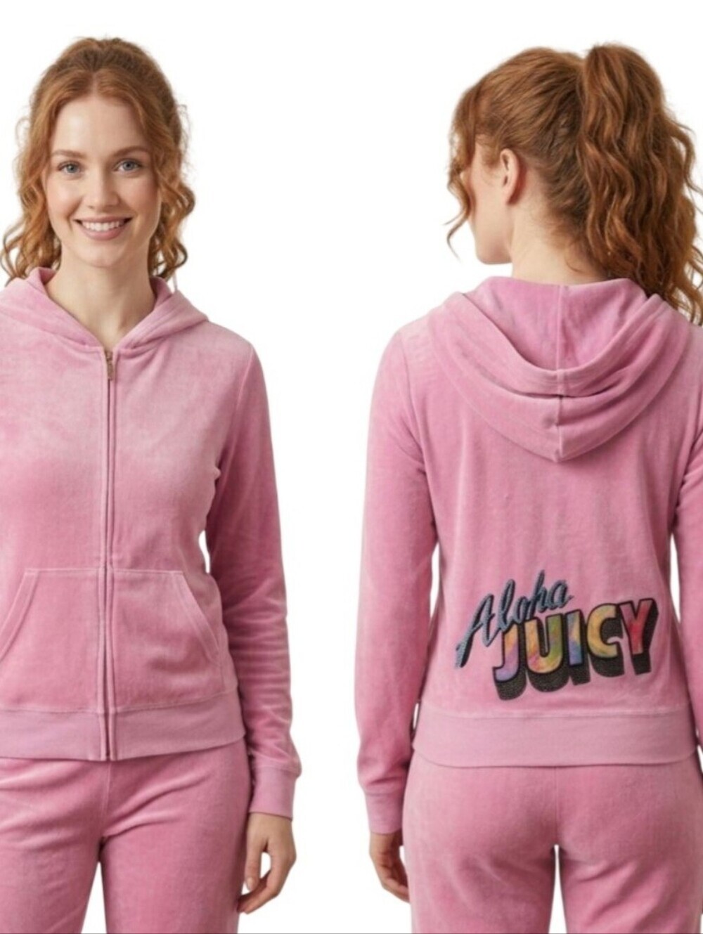 Juicy Couture Limited Edition Aloha Juicy Y2K Velour Hoodie Track Jacket Size L